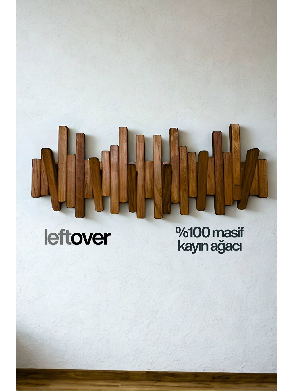 Leftover Masif Kayın Ahşap Piyano Askılık – Kahverengi | 6’lı Açılır Kapanır Duvar Askısı