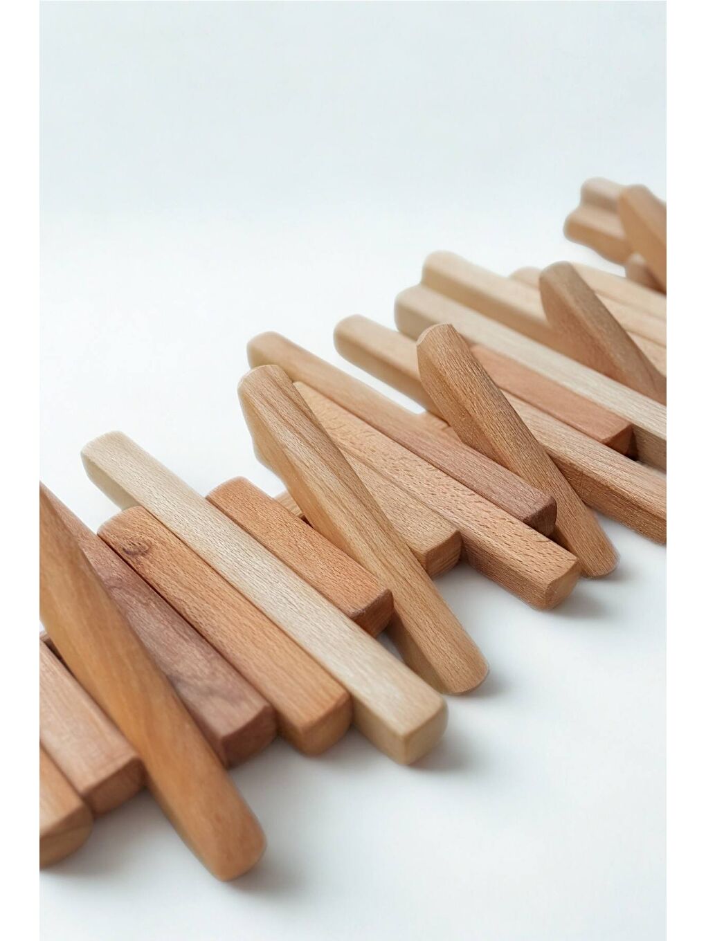 Bej Leftover Masif Kayın Ahşap Piyano Askılık – Doğal Ahşap| 6’lı Açılır Kapanır Duvar Askısı-2