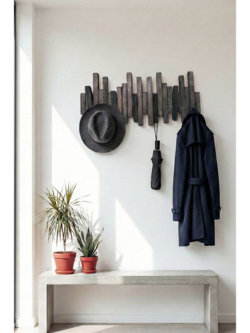 Leftover Masif Kayın Ahşap Piyano Askılık – Antrasit | 6’lı Açılır Kapanır Duvar Askısı-4