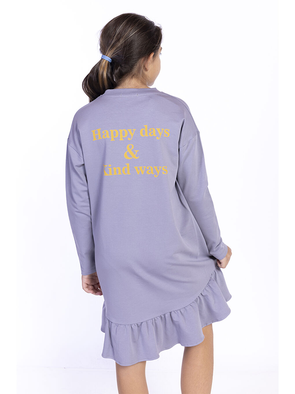 Gri Kız Çocuk Nakışlı Elbise-3