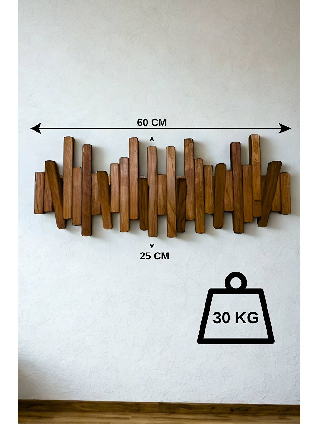 Leftover Masif Kayın Ahşap Piyano Askılık – Kahverengi | 6’lı Açılır Kapanır Duvar Askısı-1