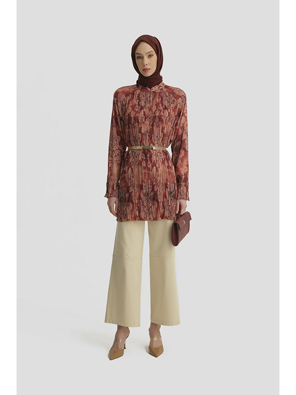 Desenli Tunik Bordo-4