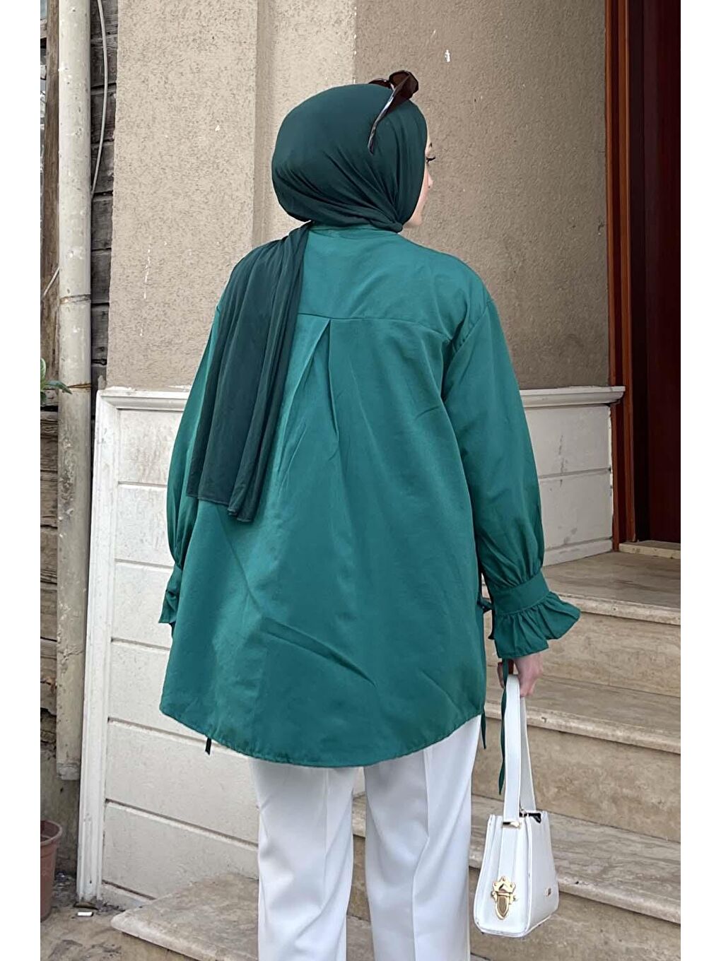 Flores Fırfırlı Tunik Zümrüt Yeşili-3