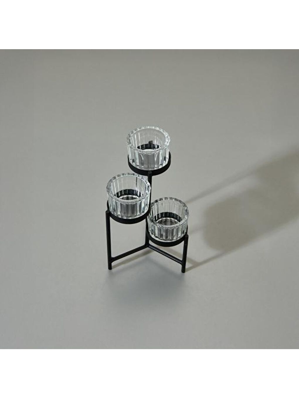 Renksiz 3 Gözlü Ayaklı Mumluk - Şeffaf - 10x20x16 cm-3