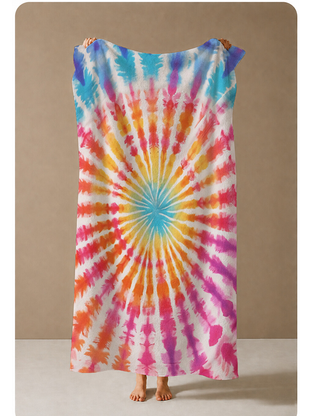 Pembe Renkli Spiral Batik Desenli 70x150 Cm Dijital Baskılı Plaj Ve Banyo Havlusu-3