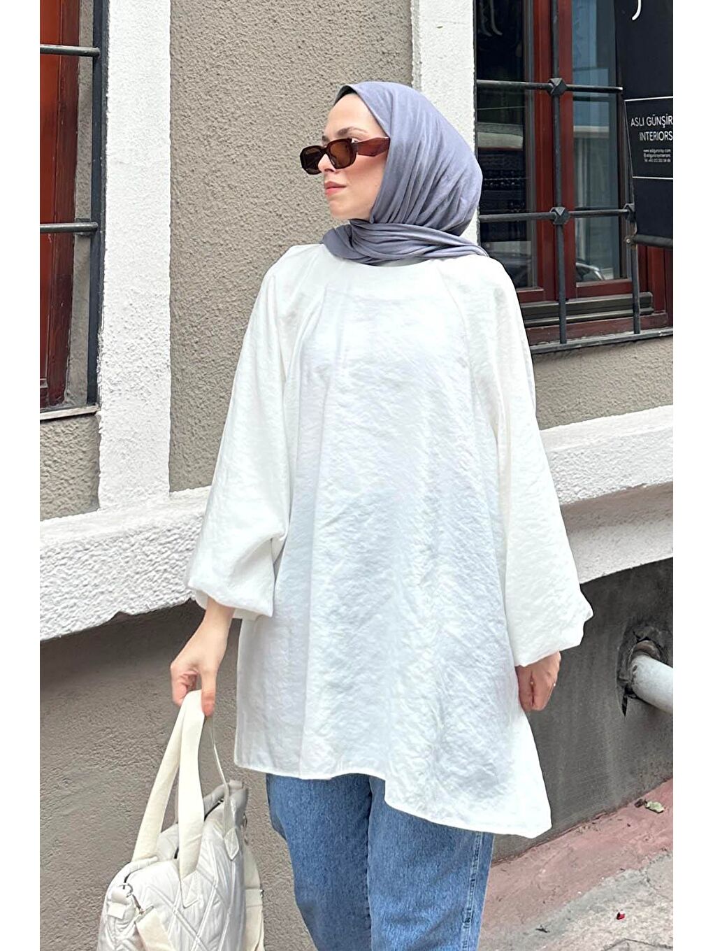 Kuşak Bağlamalı Tunik Beyaz-1