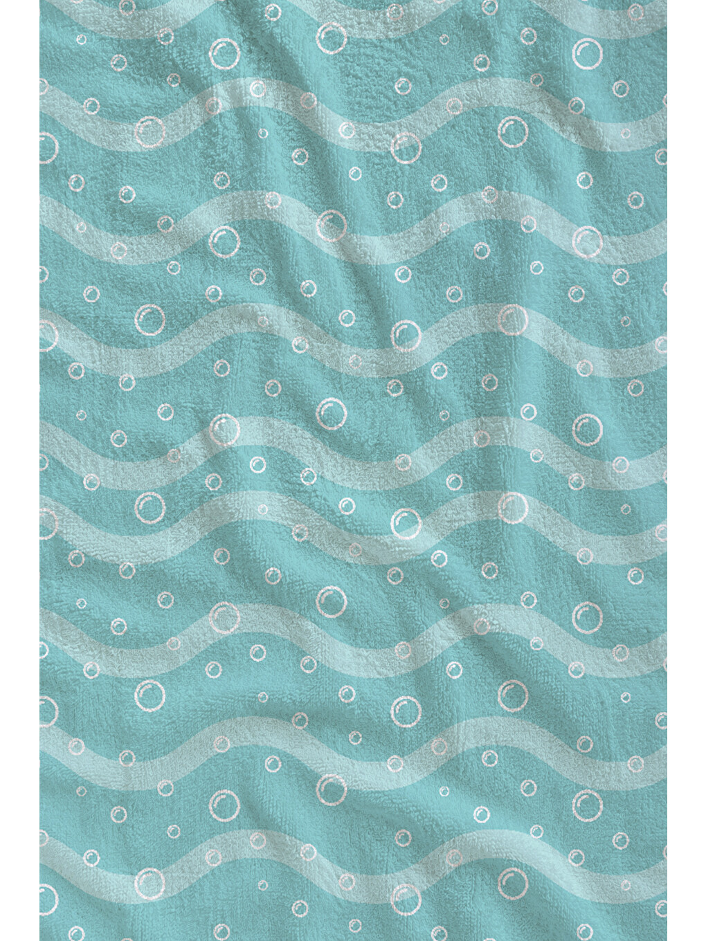 Milbay Grup Mint Yeşili Beyaz Dalgalı Çizgili Desenli 70x150 Cm Dijital Plaj Ve Banyo Havlusu-1180-1