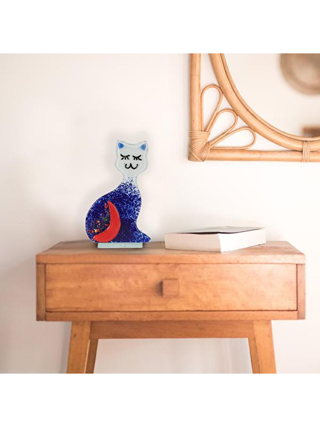Kedi Temalı Dekoratif Obje - Mavi