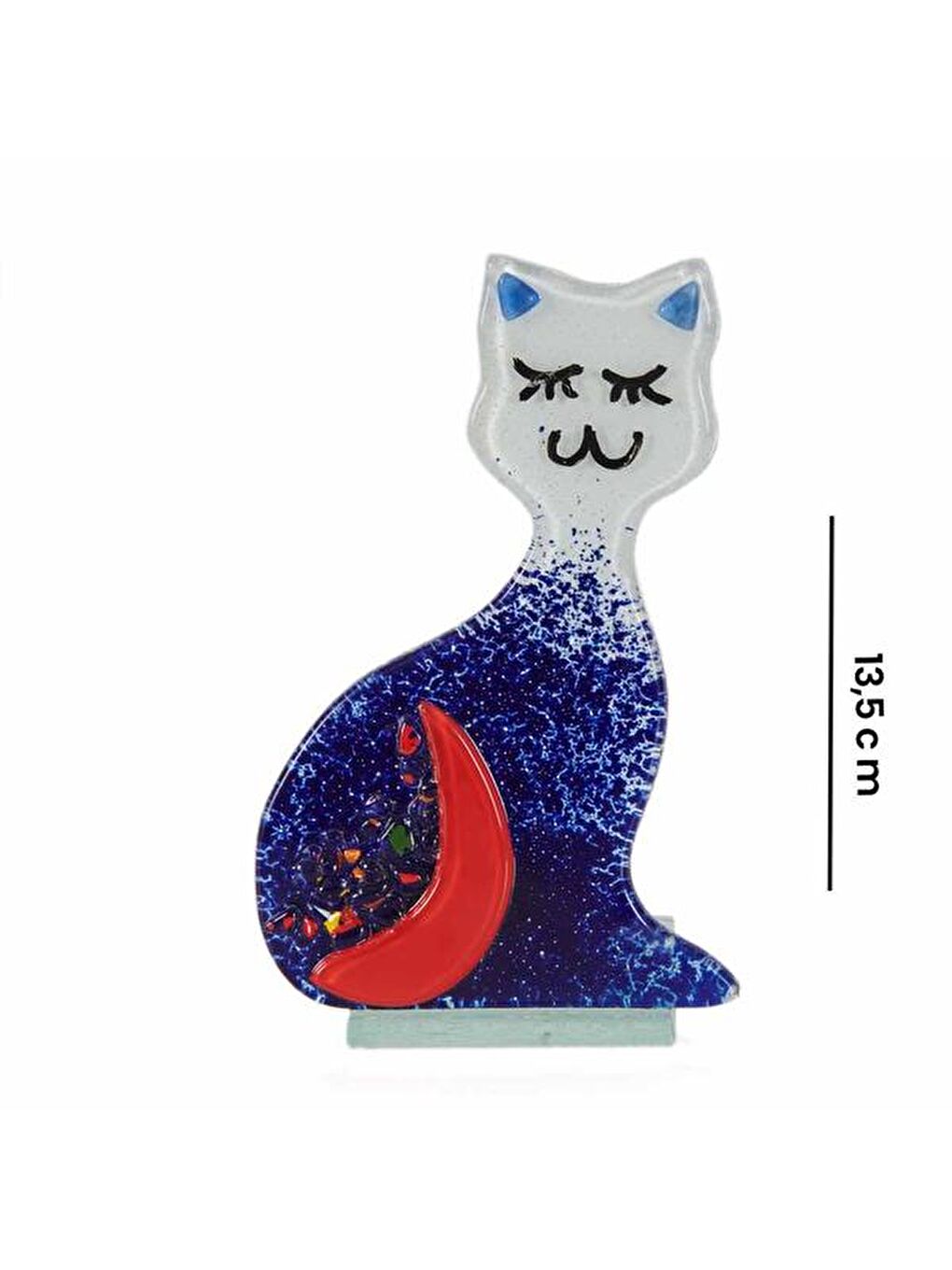 Kedi Temalı Dekoratif Obje - Mavi-6