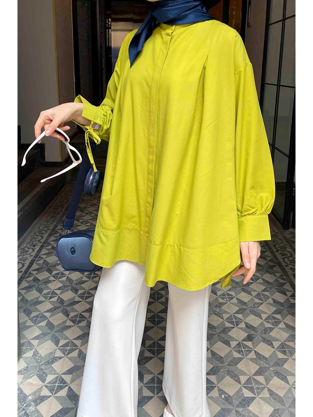 Manşeti Biyeli Tunik Yağ Yeşili 2-2