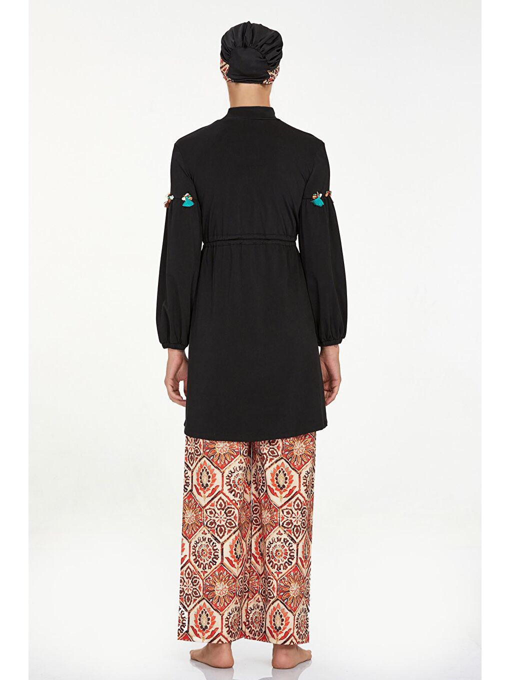 Elastanlı Tam Kapalı Tesettür Mayo Bol Paça Beyda 4515 Siyah-4