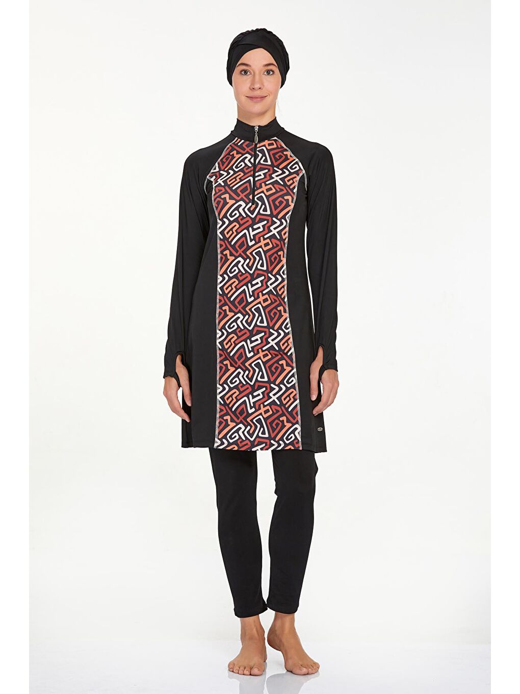 Elastanlı Tam Kapalı Tesettür Mayo Dıana 4523 Siyah-2