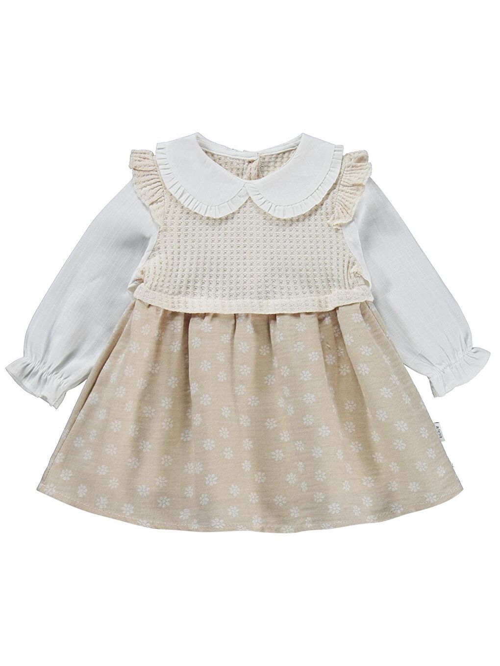 Yakalı Omuz Fırfırlı 6-18 Ay Elbise - Bej 18-24 Ay