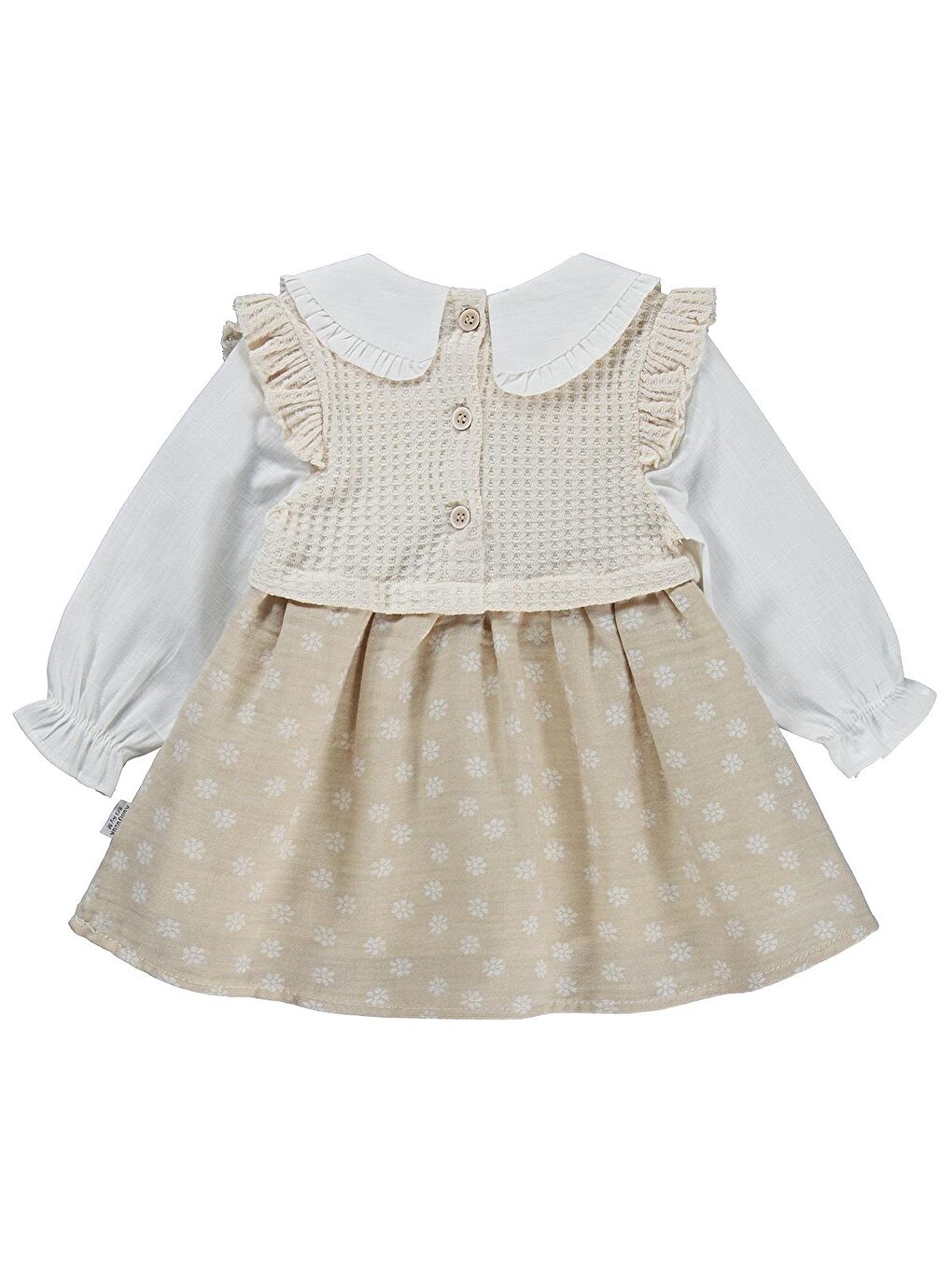 Yakalı Omuz Fırfırlı 6-18 Ay Elbise - Bej 18-24 Ay-1