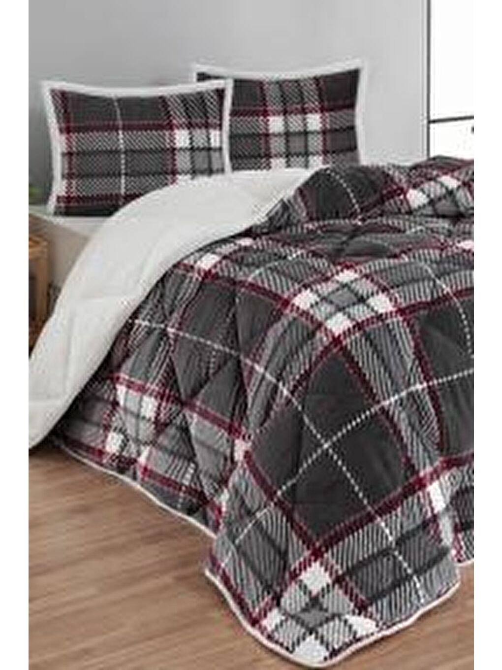 Comforter 3 Parça Yorgan Seti 220X240 Anna Gri GRI-1