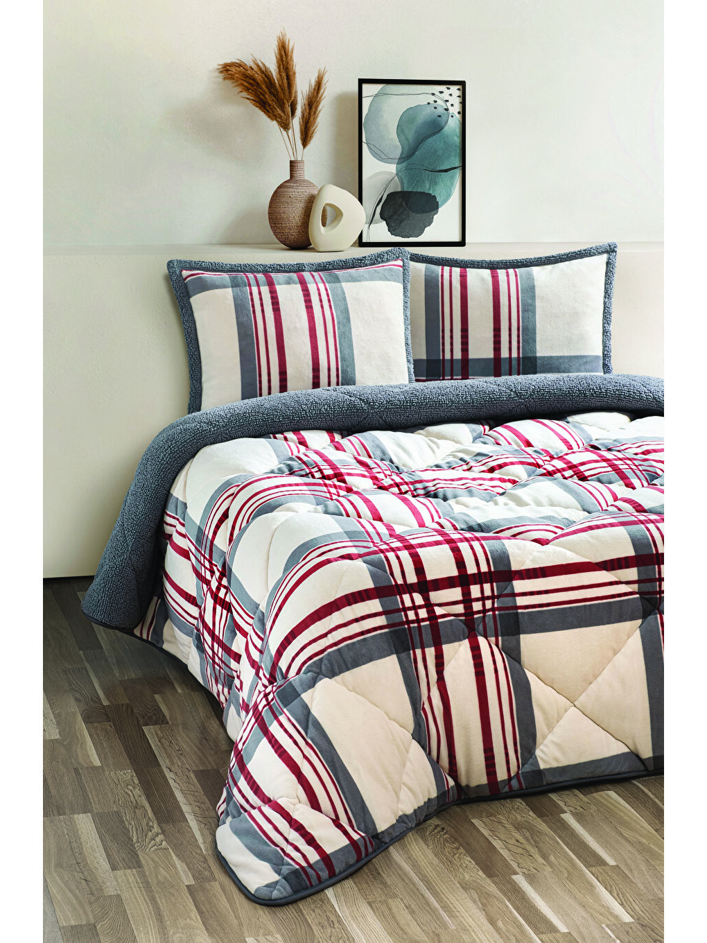 Comforter 3 Parça Yorgan Seti 220X240 Wera Kırmızı KIRMIZI