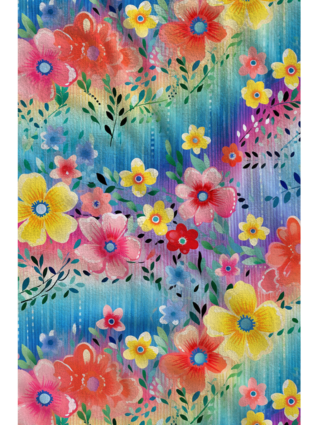 Yeşil Renkli Tropikal Çiçek Bahçesi Desenli 70x150 Cm Dijital Baskılı Plaj Ve Banyo Havlusu-1