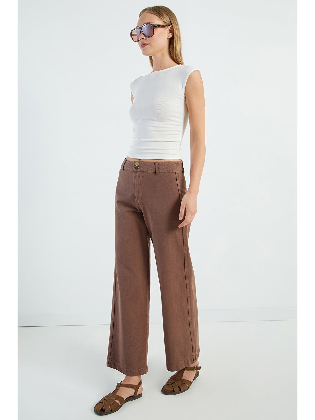 Ekru Yanı Drapeli Slim Fit Bluz-3