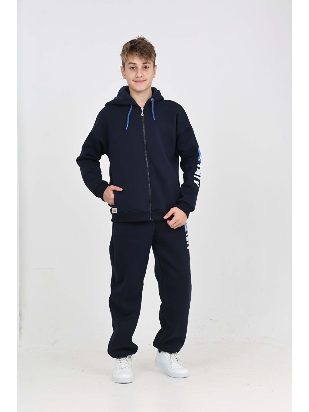 Lacivert Erkek Çocuk Kolu Baskılı Eşofman Takım