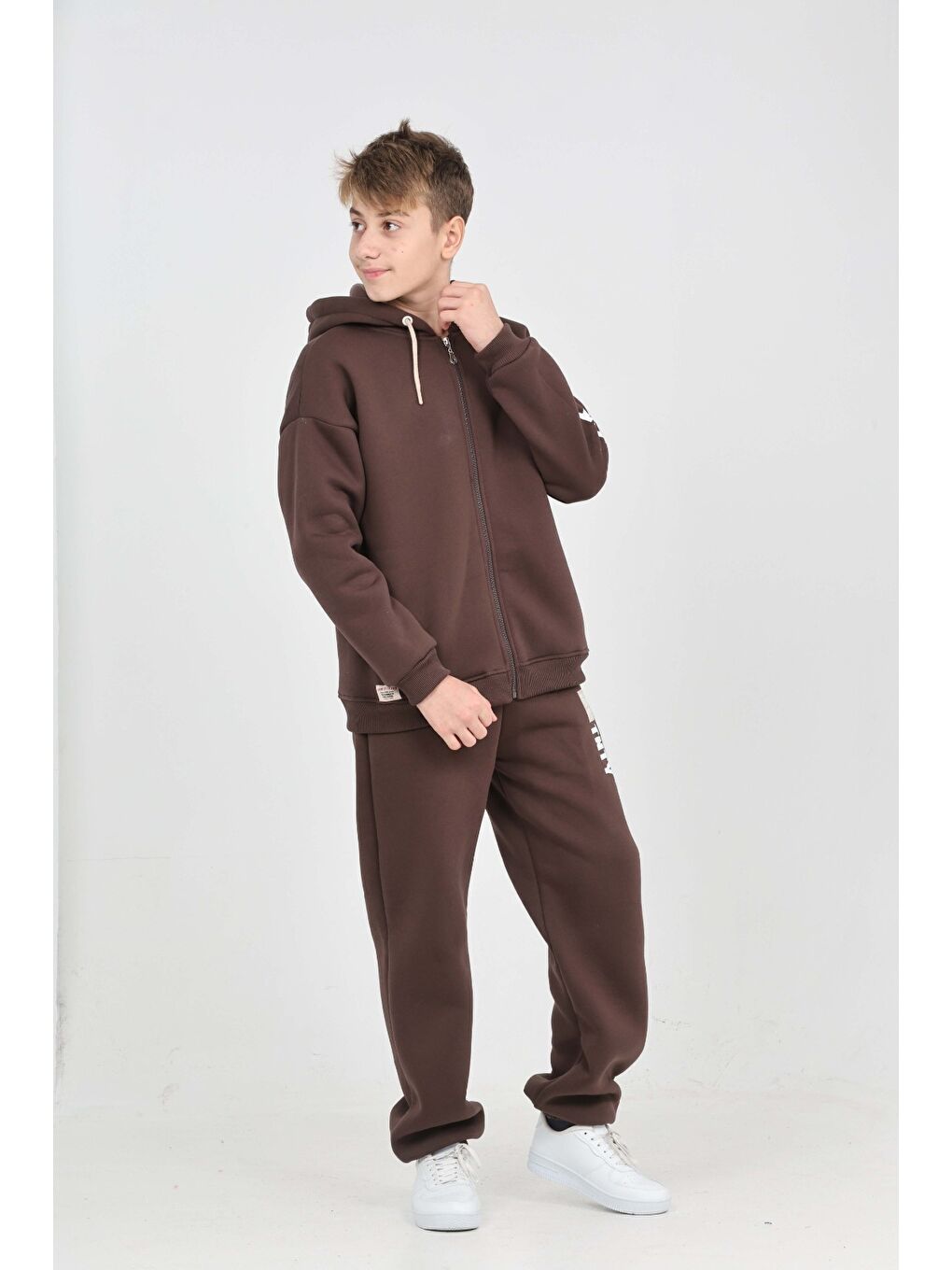 Kahverengi Erkek Çocuk Kolu Baskılı Eşofman Takım-3