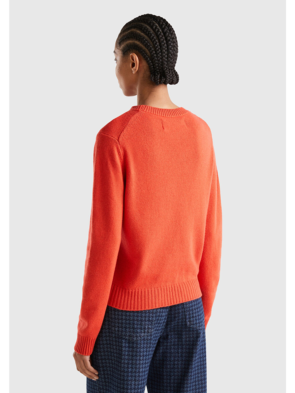 Kadın Kırmızı Kaşmir Karışımlı Tavşan Desenli Kazak-2