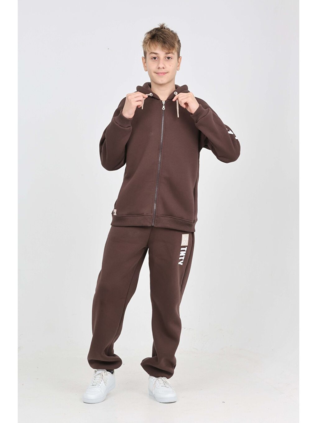 Kahverengi Erkek Çocuk Kolu Baskılı Eşofman Takım-4