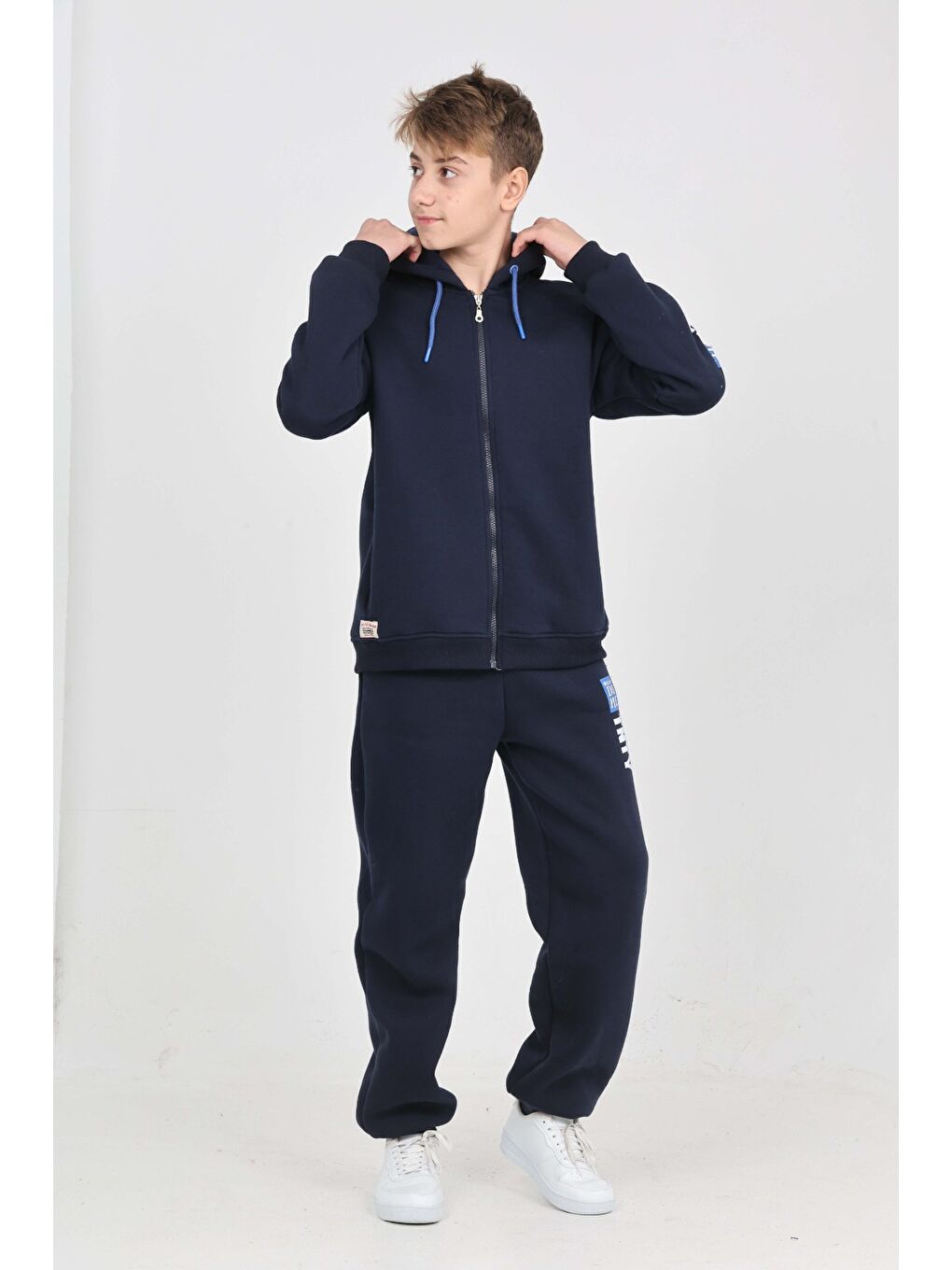 Lacivert Erkek Çocuk Kolu Baskılı Eşofman Takım-2