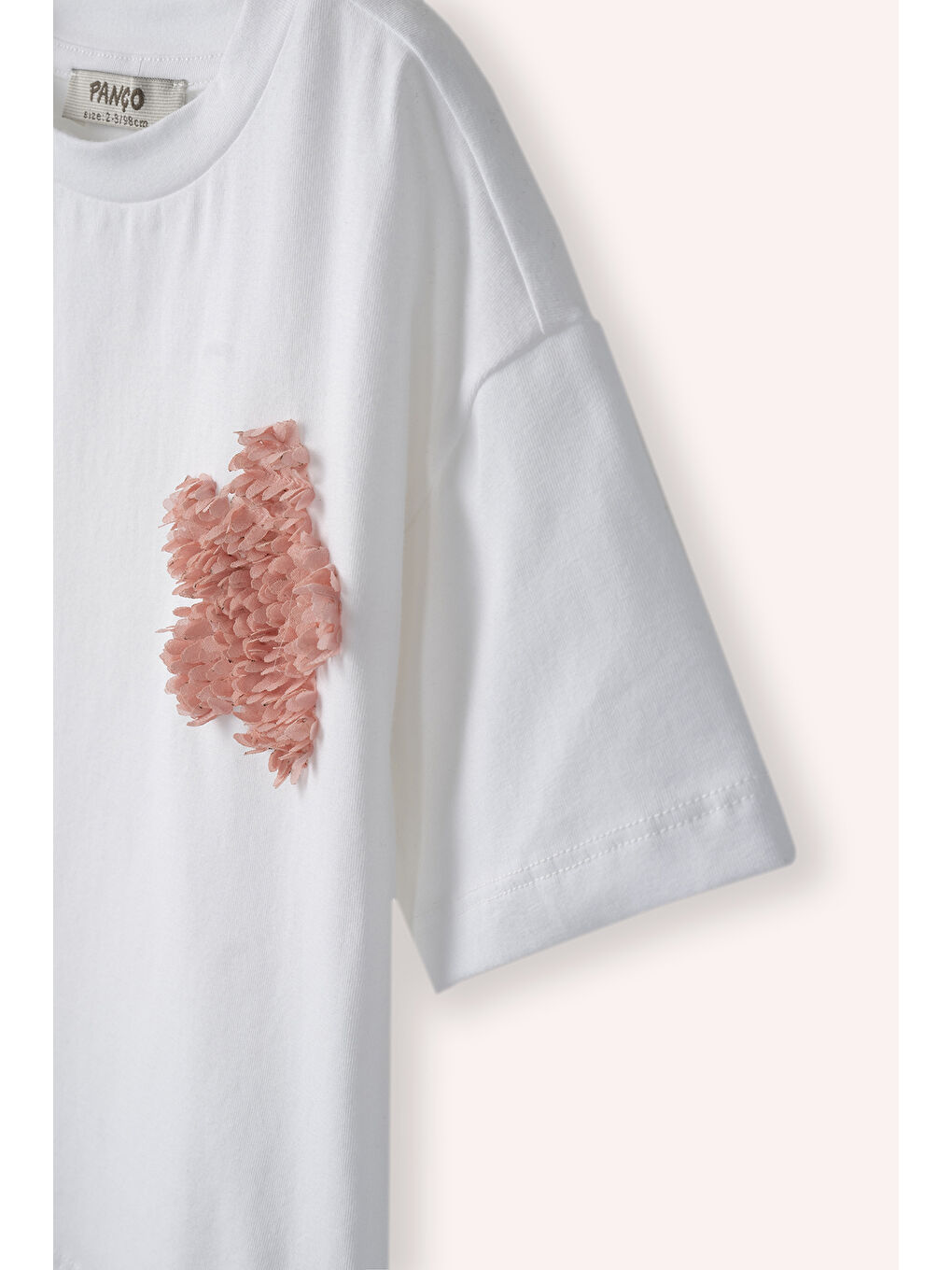 Kız Çocuk Nakış Detaylı T-Shirt Beyaz-1