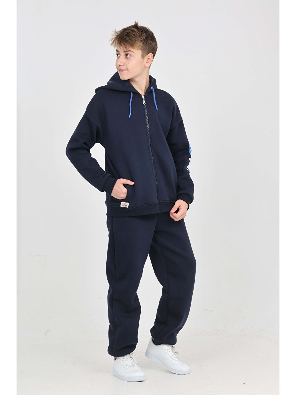 Lacivert Erkek Çocuk Kolu Baskılı Eşofman Takım-3