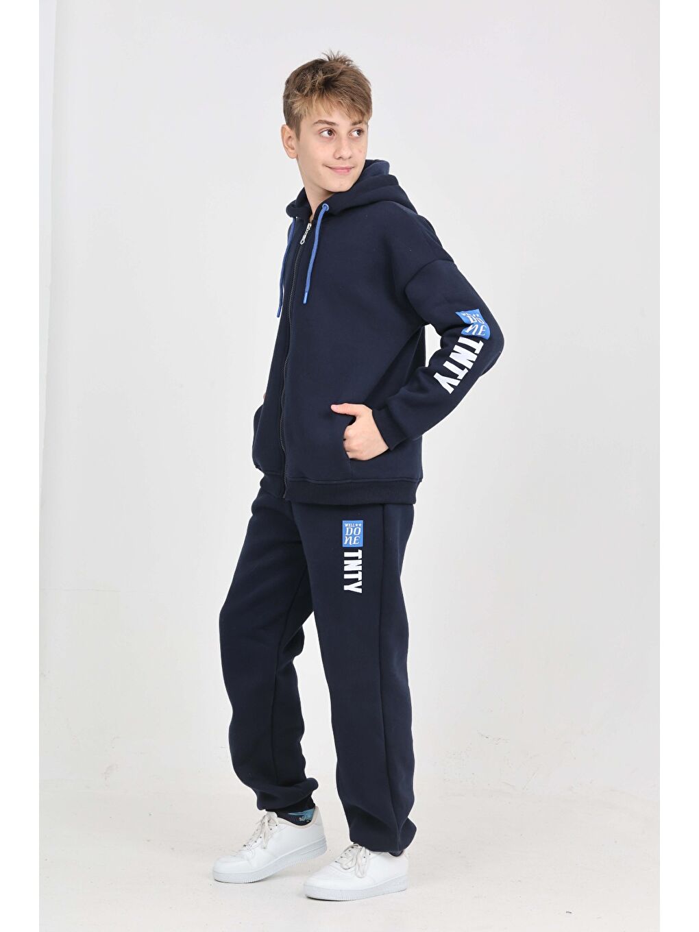 Lacivert Erkek Çocuk Kolu Baskılı Eşofman Takım-5