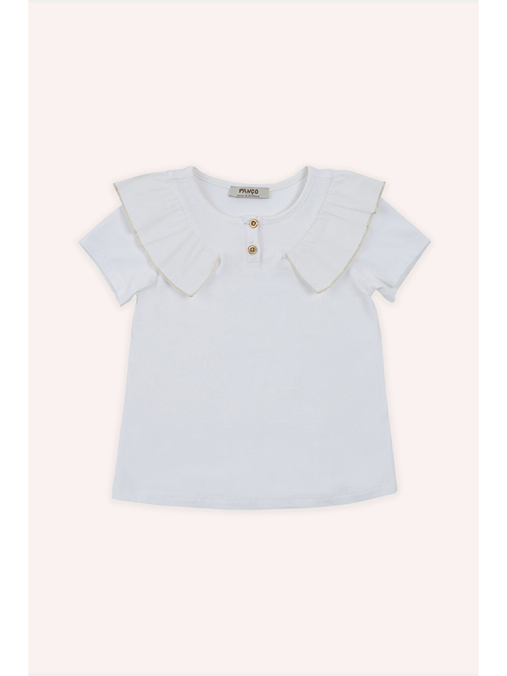 Kız Çocuk Gold Detaylı T-Shirt Ekru