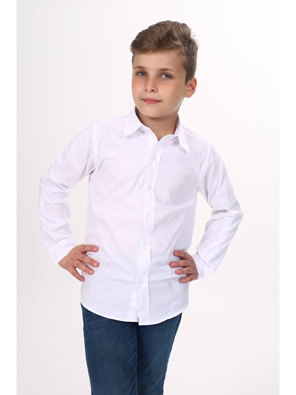 Beyaz Erkek Çocuk Okul Gömlek-1
