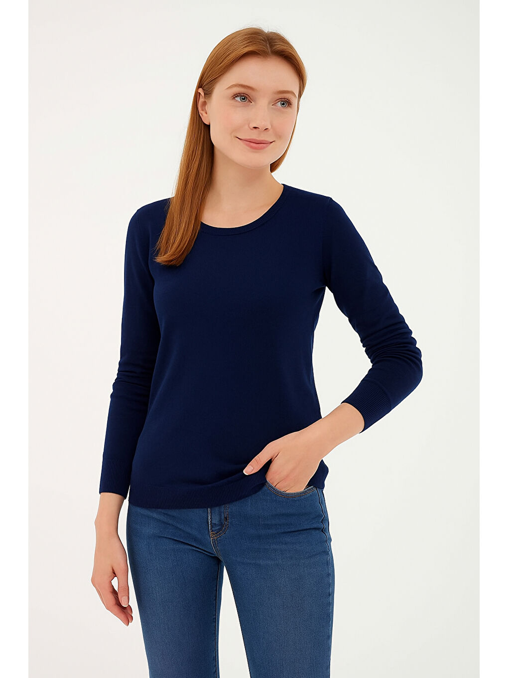 Lacivert Regular Fit Bisiklet Yaka Triko Kazak 25K0779K1