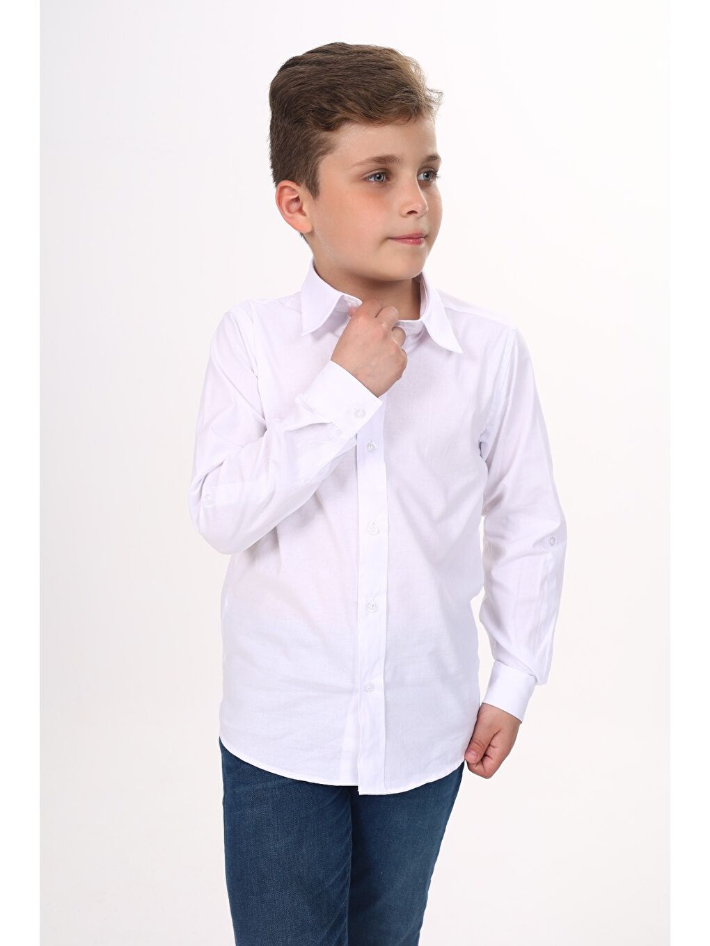 Beyaz Erkek Çocuk Okul Gömlek-2