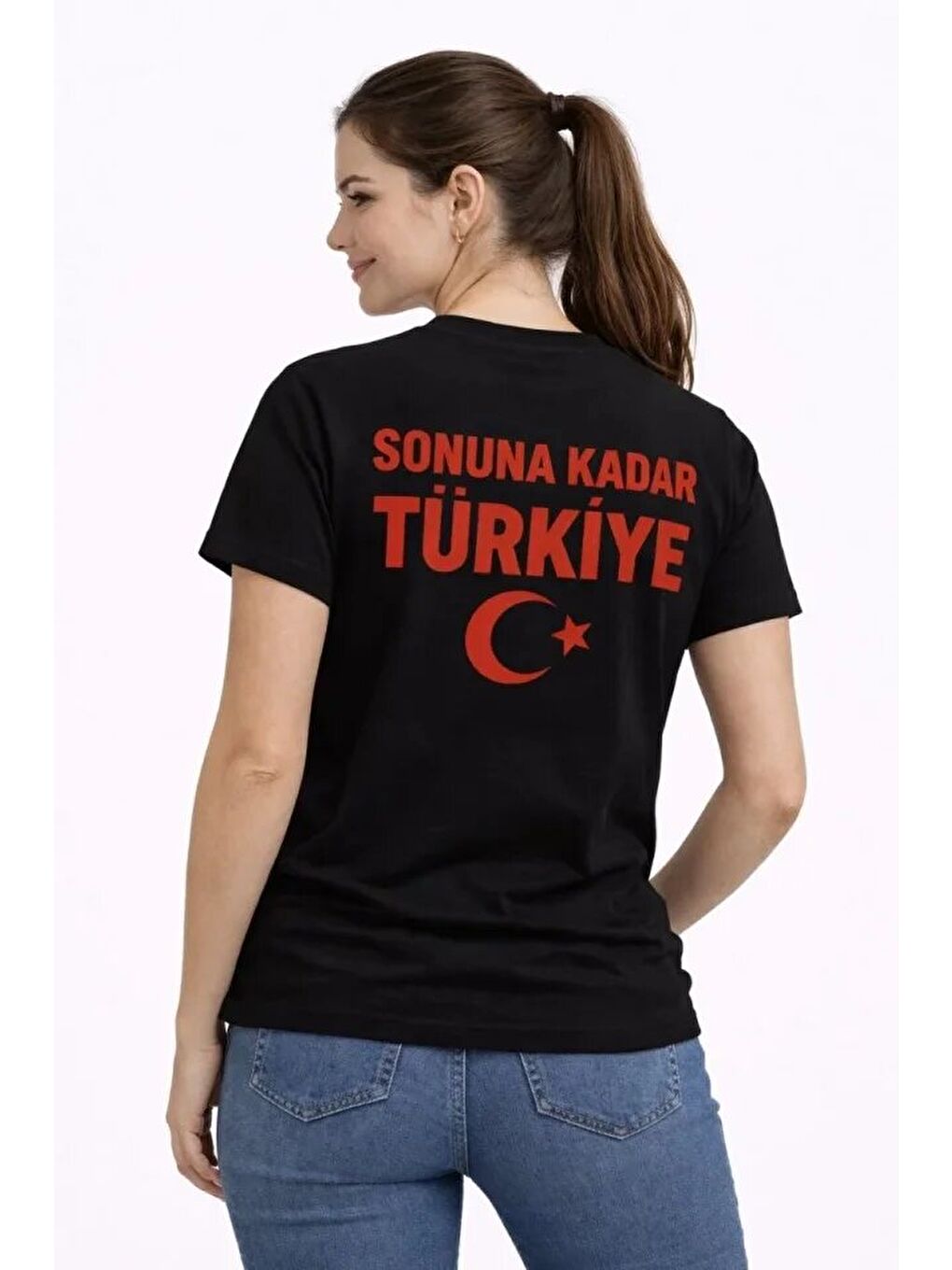 TÜRKİYE Ay Yıldız Baskılı Taraftar Forma T-Shirt - Siyah-1