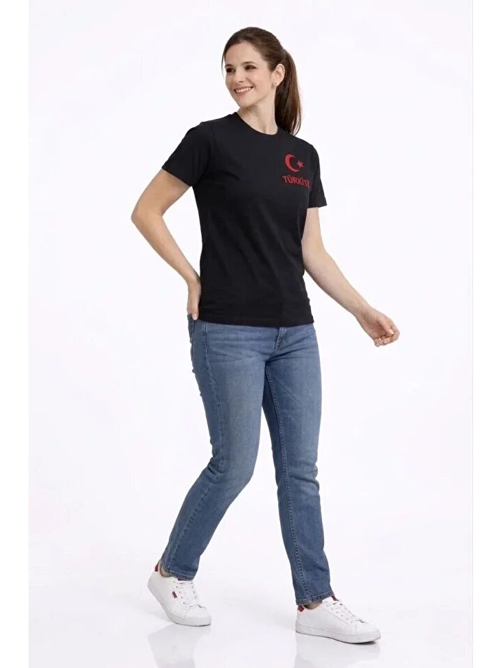 TÜRKİYE Ay Yıldız Baskılı Taraftar Forma T-Shirt - Siyah-2