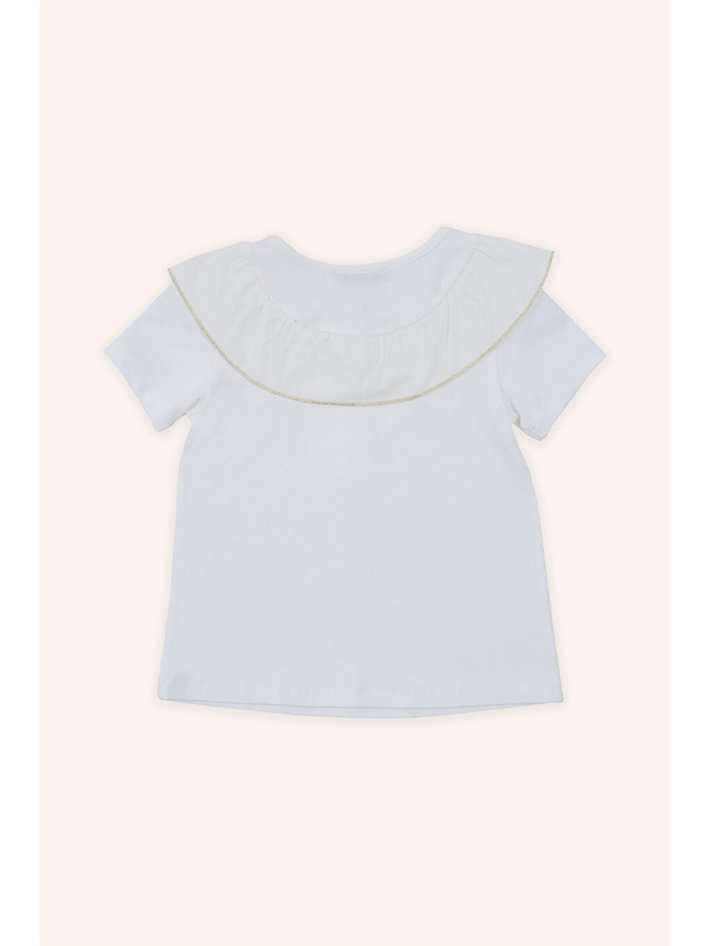 Kız Çocuk Gold Detaylı T-Shirt Ekru-2