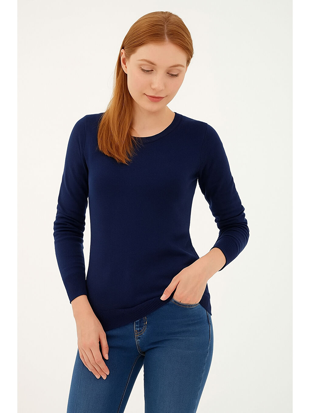 Lacivert Regular Fit Bisiklet Yaka Triko Kazak 25K0779K1-1