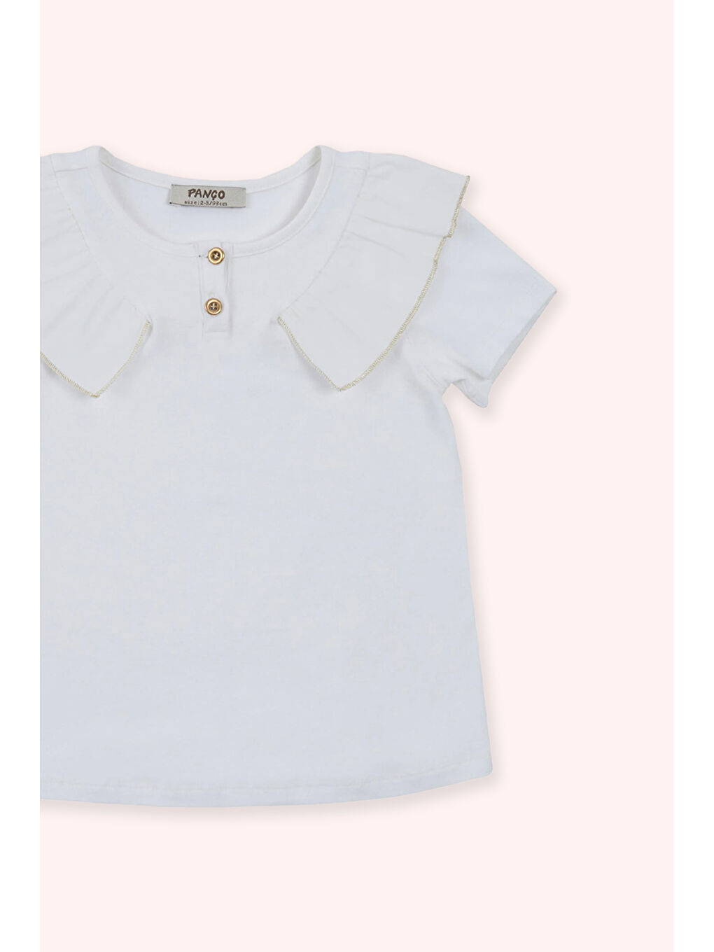 Kız Çocuk Gold Detaylı T-Shirt Ekru-4