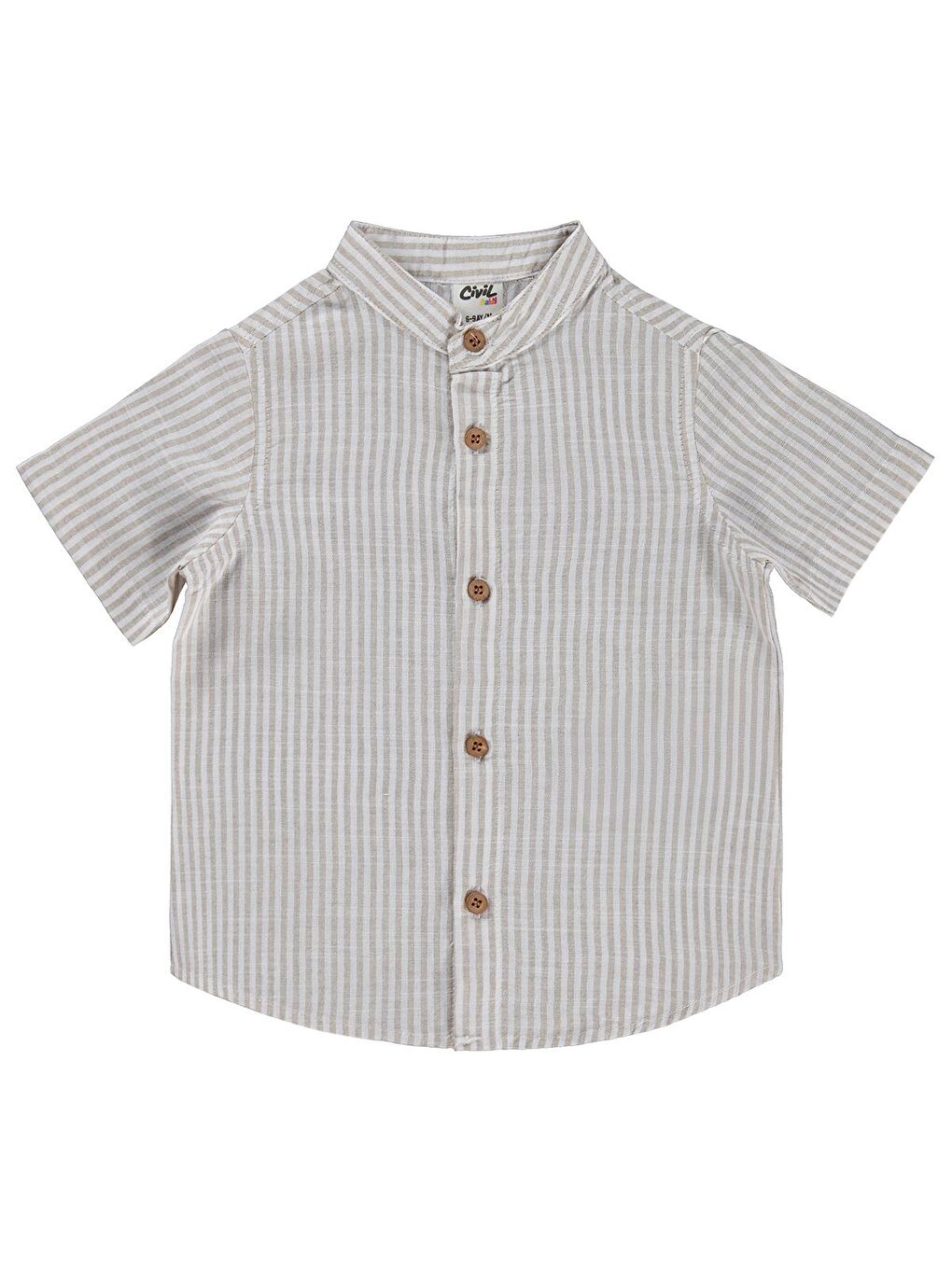 Baby Çizgili 6-18 Ay Gömlek - Kahverengi 12-18 Ay