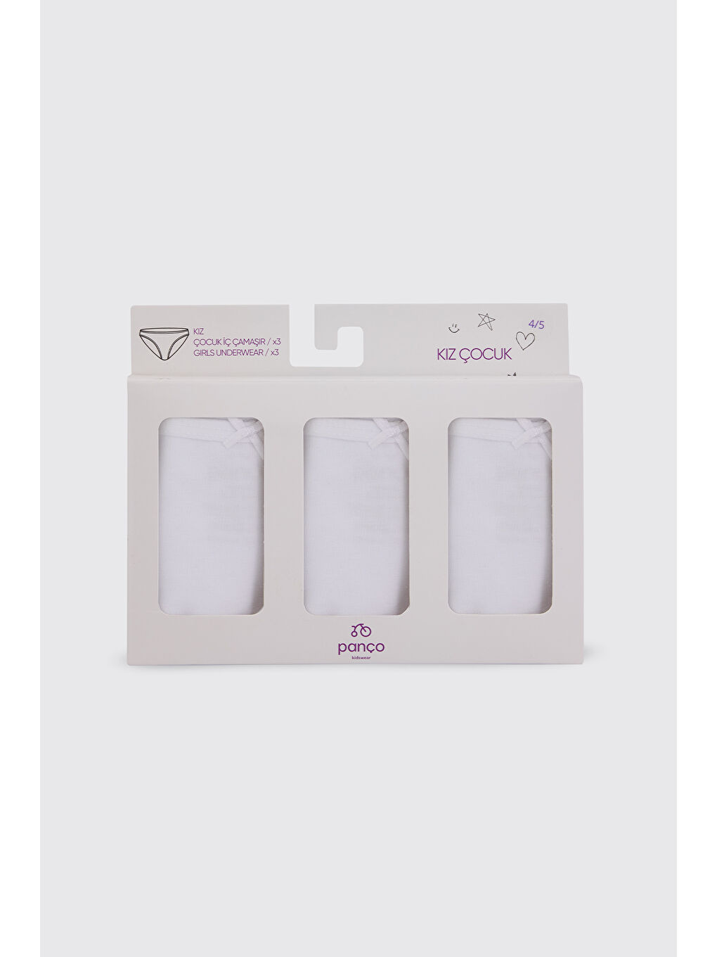 Kız Çocuk 3'lü Beyaz Slip Seti-2