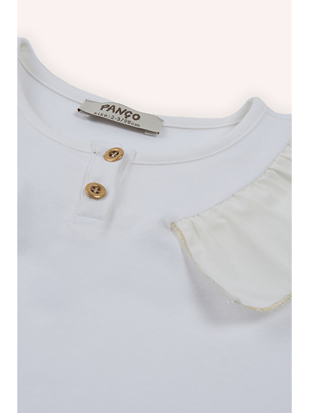 Kız Çocuk Gold Detaylı T-Shirt Ekru-5