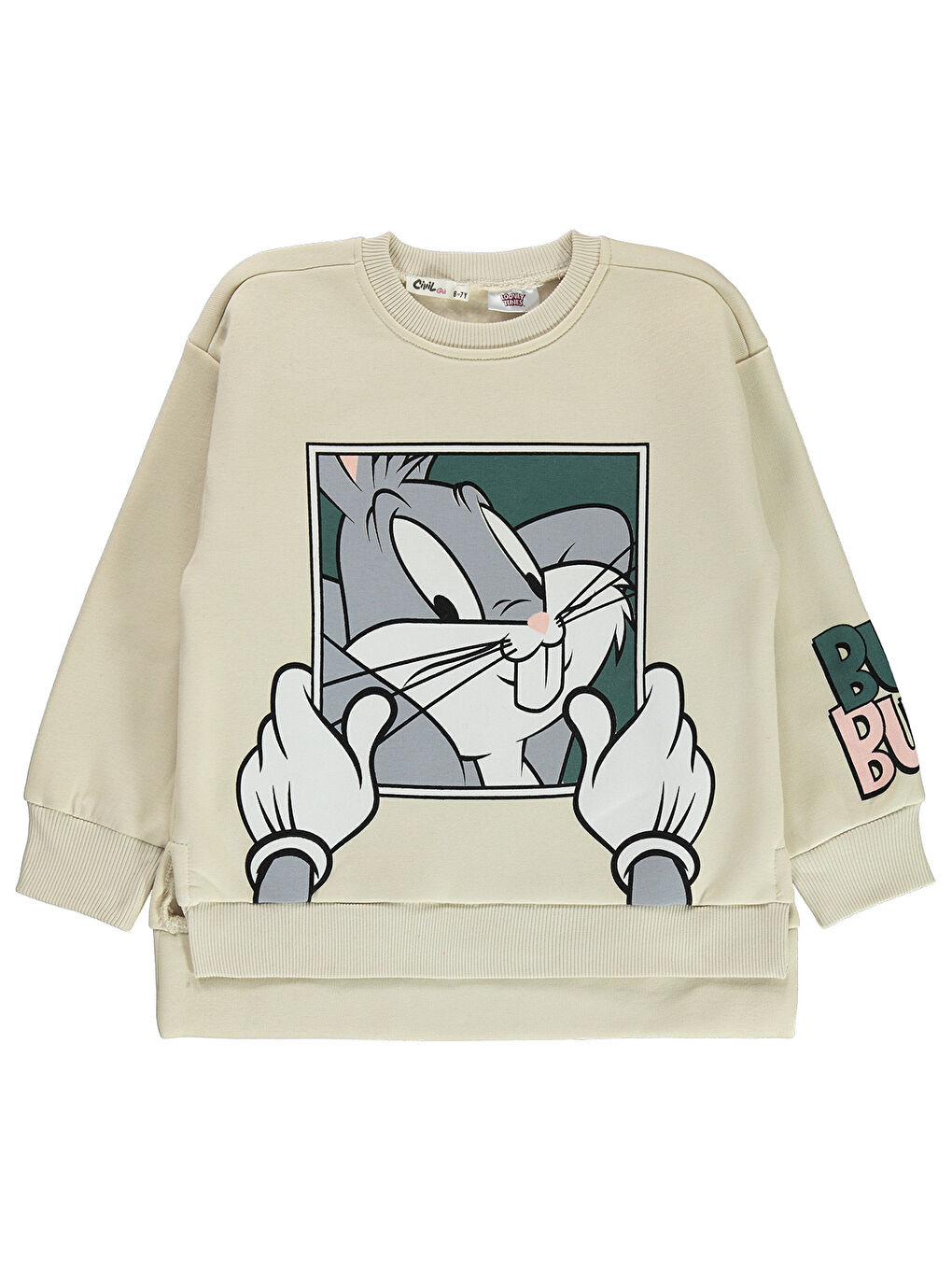 Civil Beyaz Bugs Bunny Kız Çocuk Sweatshirt 6-9 Yaş Tebeşir