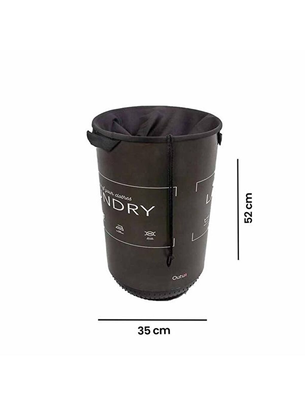 Ağzı Büzgülü Çok Amaçlı Qoja Kese Çamaşır Sepeti - Laundry Siyah - 40 lt-2