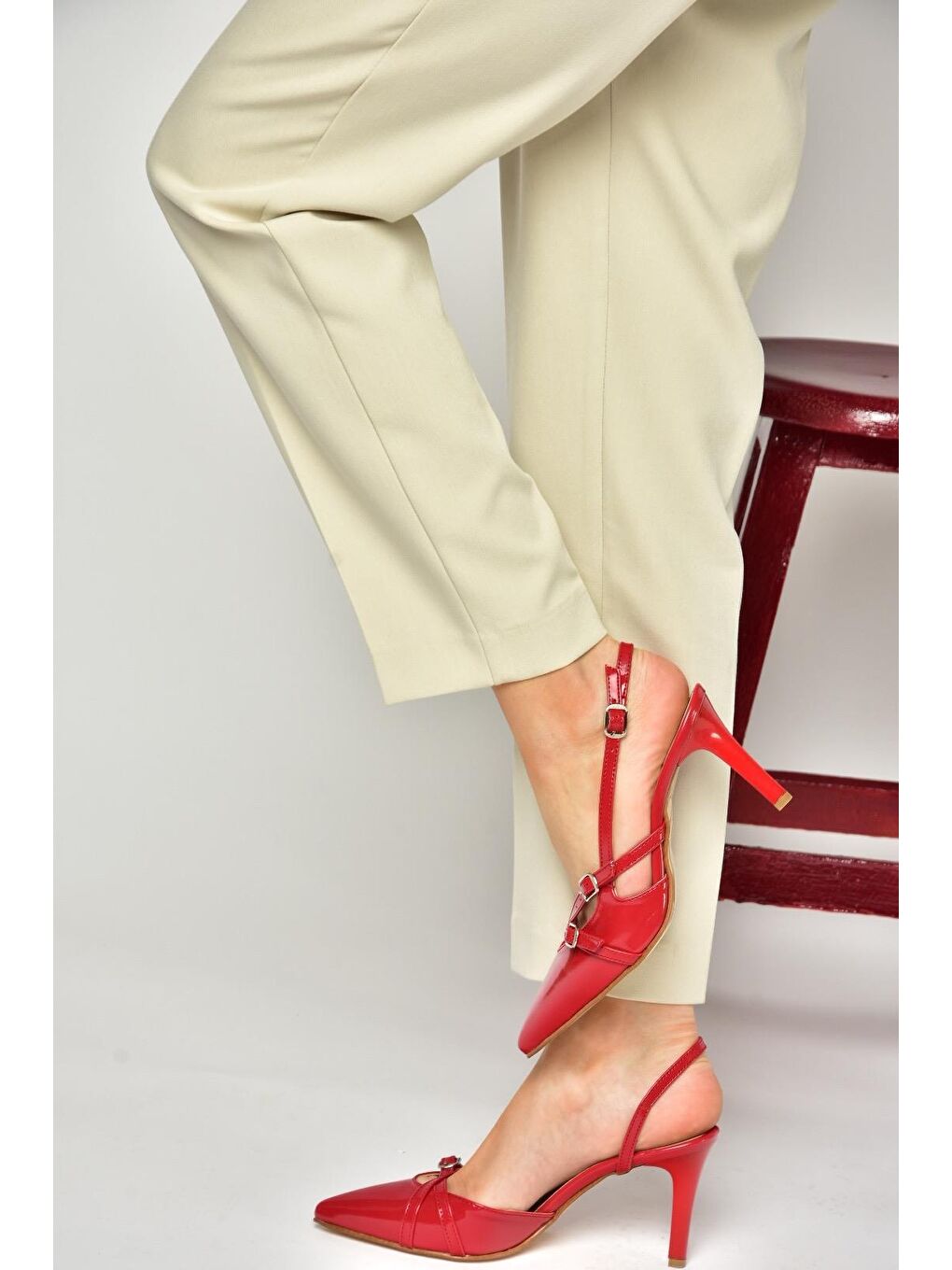 S6540719 Kırmızı Kadın Topuklu Ayakkabı-3