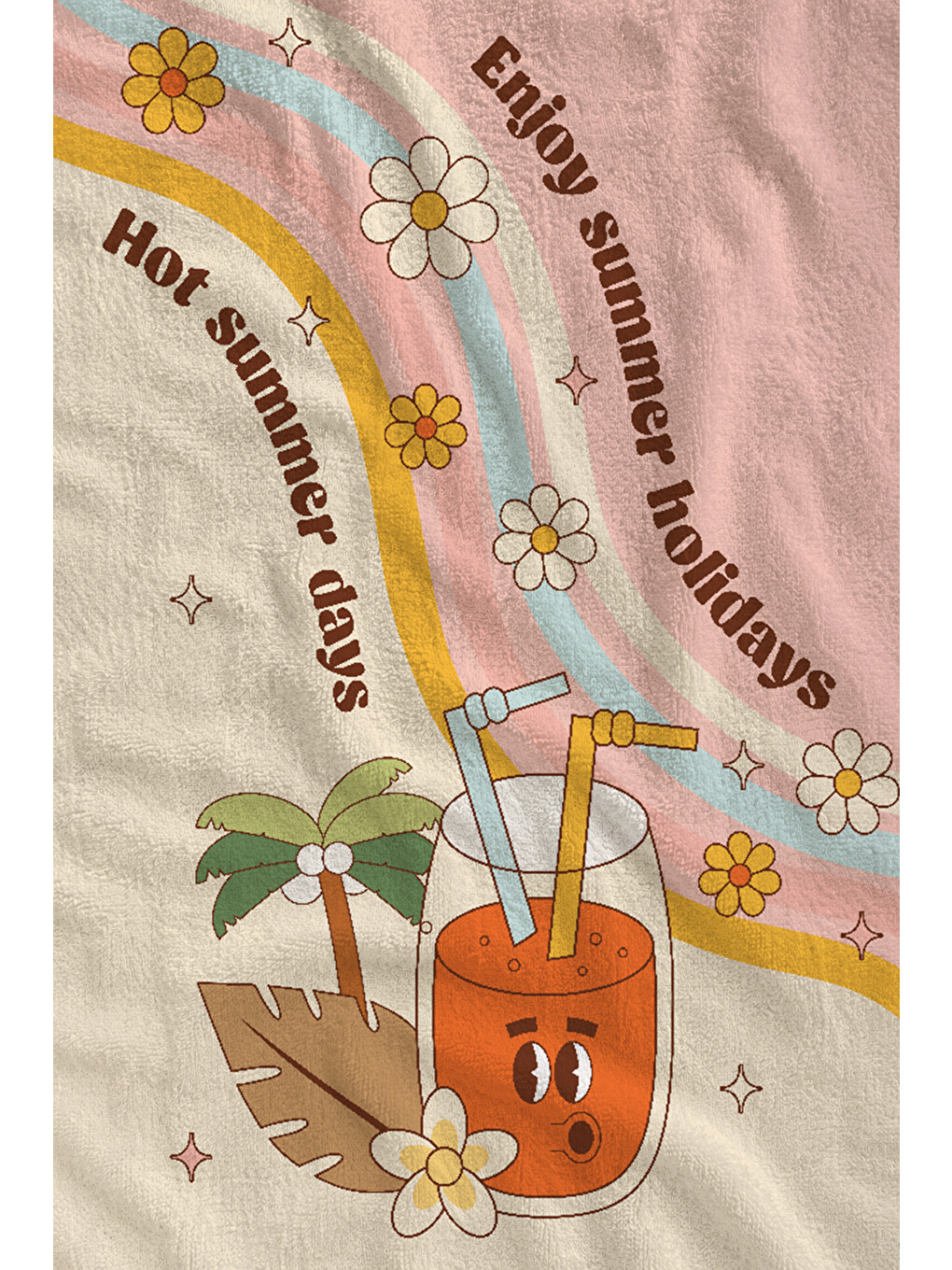 Pembe Enjoy Summer Çiçekli Desenli 70x150 Cm Dijital Baskılı Plaj Ve Banyo Havlusu-1