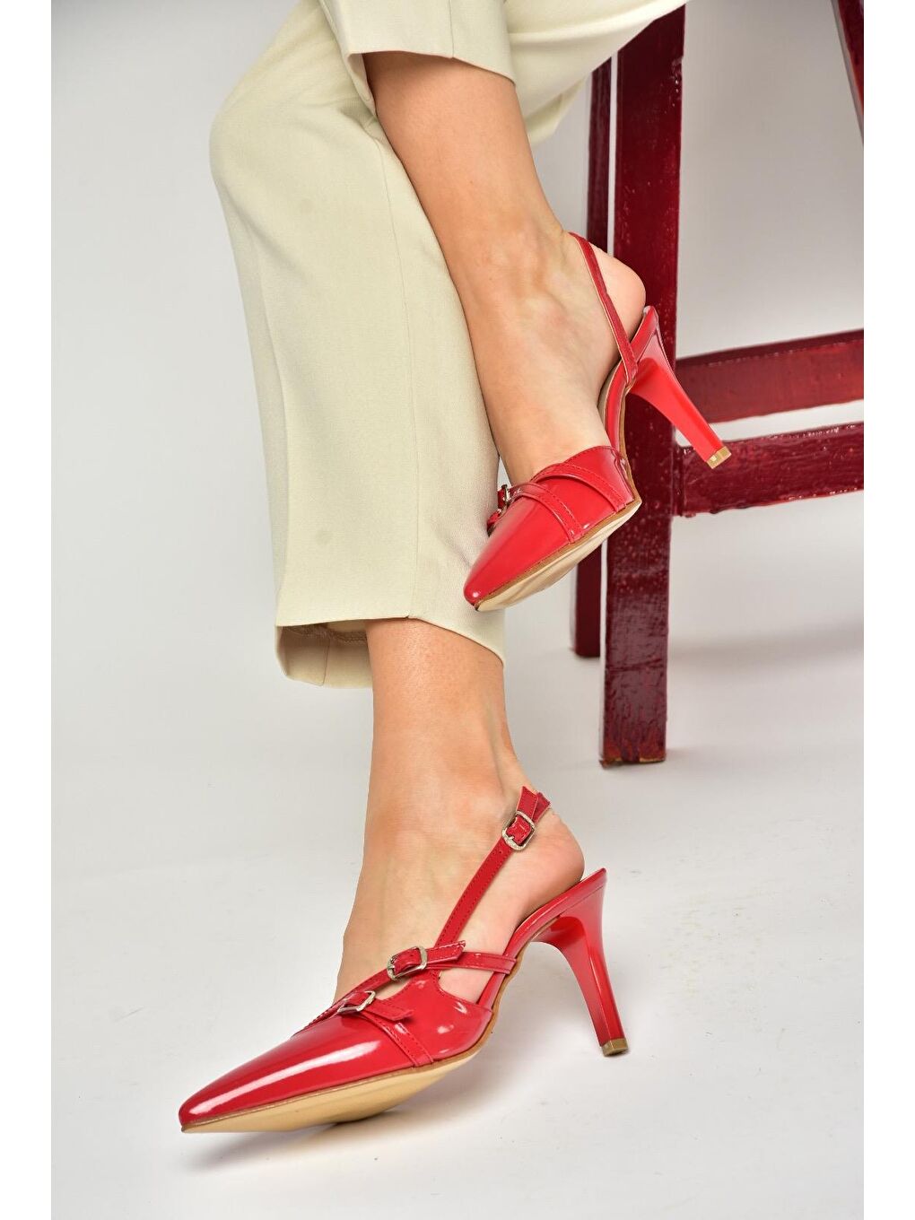 S6540719 Kırmızı Kadın Topuklu Ayakkabı-4