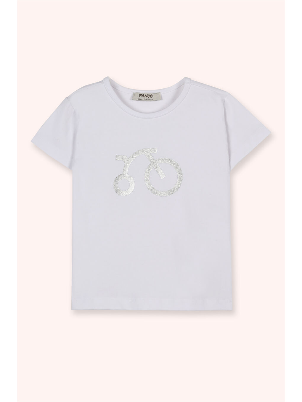 Beyaz Kız Çocuk Kısa Kollu T-shirt Pembe