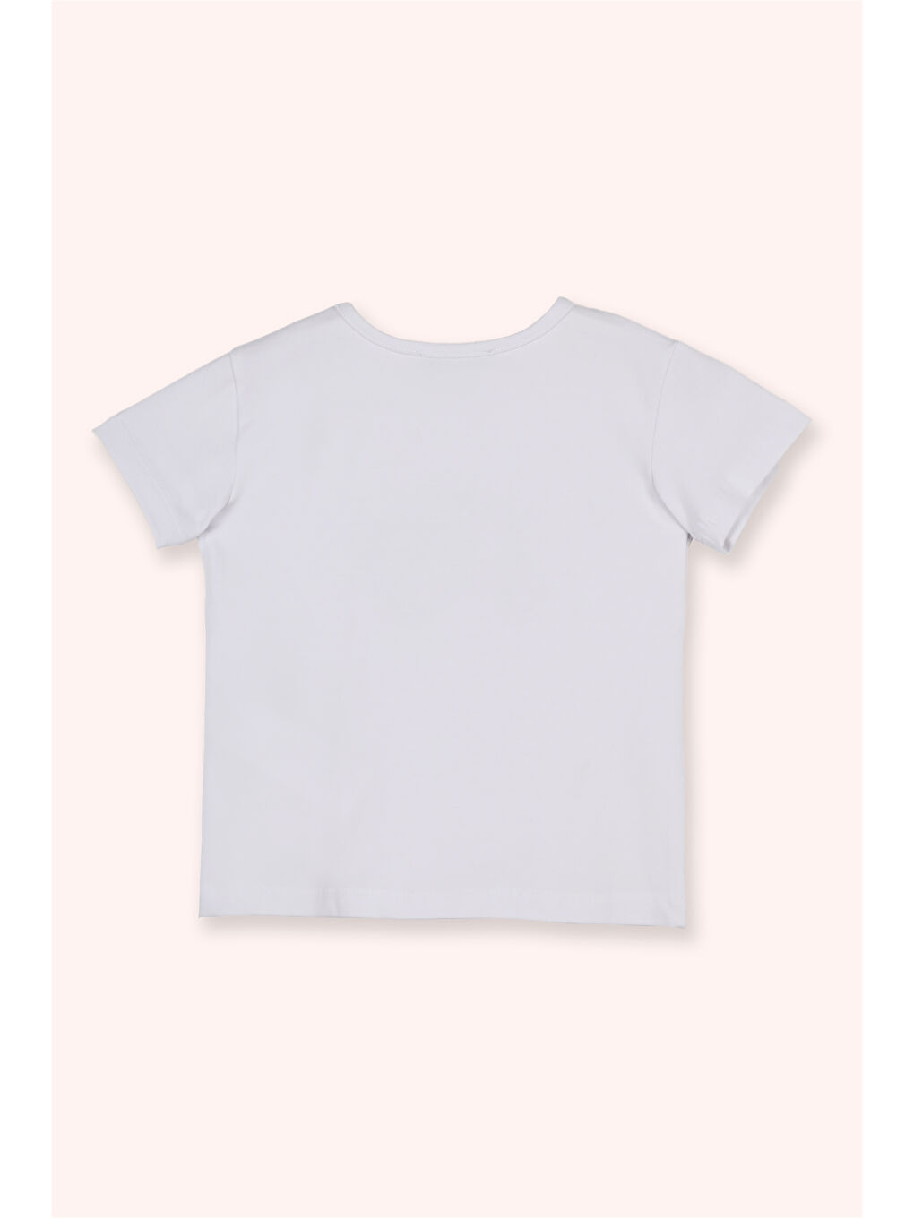Beyaz Kız Çocuk Kısa Kollu T-shirt Pembe-1