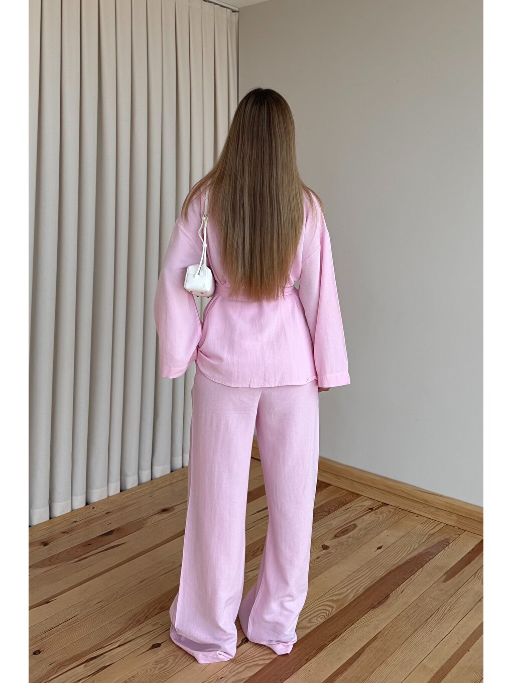 Pembe Pamuklu Kimono Takım-4